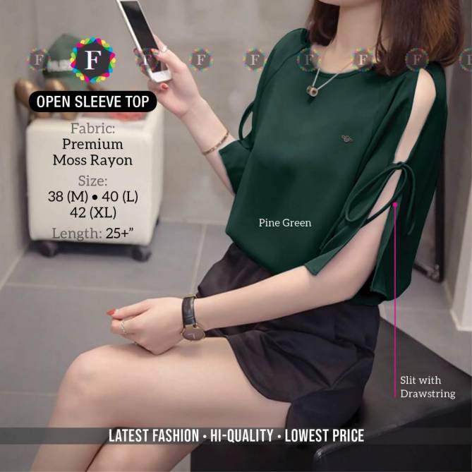Open Sleeve Top Latest Fancy Stylish Lycra Russel Net Party Wear Ladies Top Premium Collection